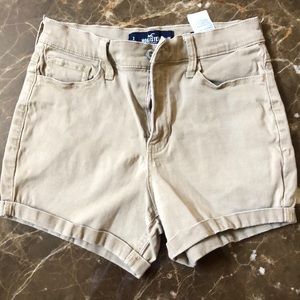 Hollister Khaki high rise midi shorts